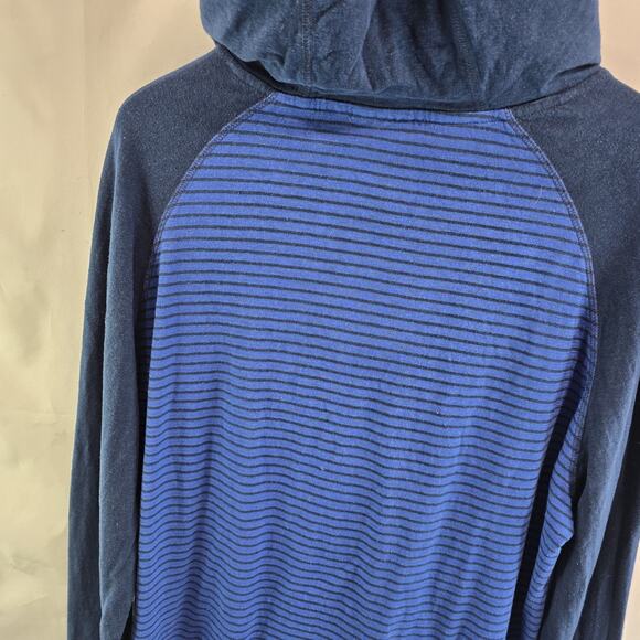 Tentree Shirt Mens XL Navy Blue Henley Hemp Organic Hooded Striped 10 Tree - Picture 8 of 11